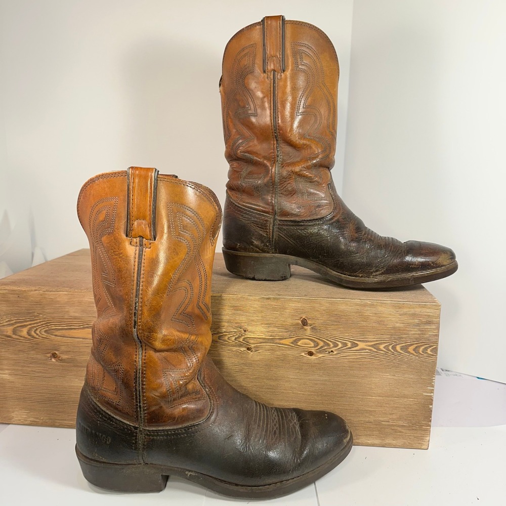 VTG Durango Cowboy Boots Mens 10D Western Ranch Traditional Embroidered Heritage